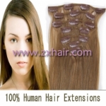 15" 7pcs set Clip-in hair remy Human Hair Extensions #12