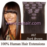 20" 7pcs set Clip-in hair remy Human Hair Extensions #02