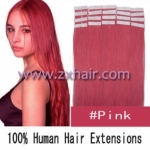20" 50g Tape Human Hair Extensions #pink