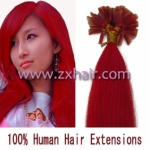 100S 20" Nail tip hair remy Human Hair Extensions #red