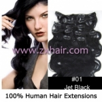 20" 7pcs set wave Clip-in hair Human Hair Extensions #01