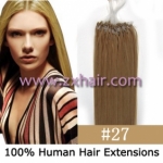100S 18" Micro rings/loop hair remy human hair extensions #27