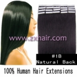 22" 60g Tape Human Hair Extensions #1B