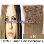 20" 8pcs set Clip-in hair remy Human Hair Extensions #16