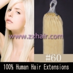 100S 18" Micro rings/loop hair remy human hair extensions #60
