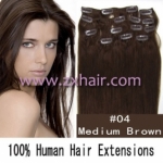 20" 10pcs set 90g Clip-in hair Human Hair Extensions #04