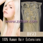 18" 7pcs set Clips-in hair 70g remy Human Hair Extensions #60