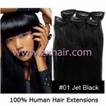 18" 7pcs set Clips-in hair 70g remy Human Hair Extensions #01