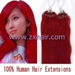 100S 20" Micro rings/loop hair remy human hair extensions #red