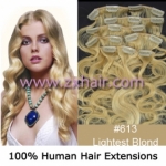 20" 8pcs set wave Clip-in hair Human Hair Extensions #613