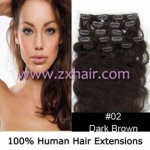 20" 8pcs set wave Clip-in hair Human Hair Extensions #02