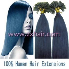 100S 18" Nail tip hair remy Human Hair Extensions #blue
