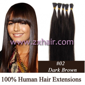 100S 18" Stick tip hair remy 0.5g/s human hair extensions #02