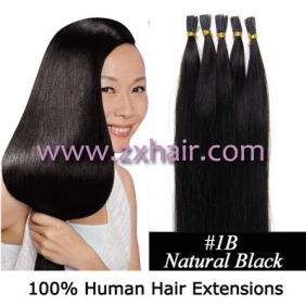 100S 18" Stick tip hair remy 0.5g/s human hair extensions #1B