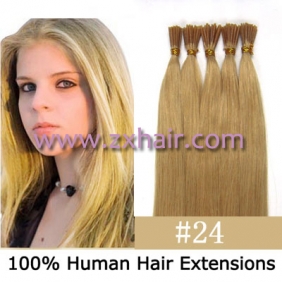 100S 18" Stick tip hair remy 0.5g/s human hair extensions #24 - Click Image to Close