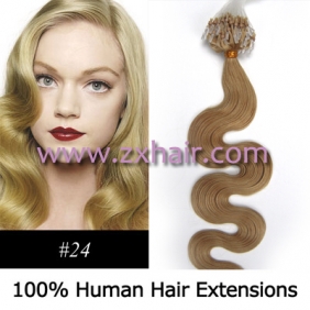 100S 20" remy Micro rings hair Wave human hair extensions #24