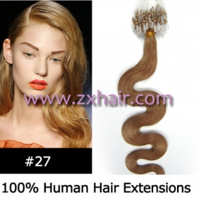 100S 20" remy Micro rings hair Wave human hair extensions #27