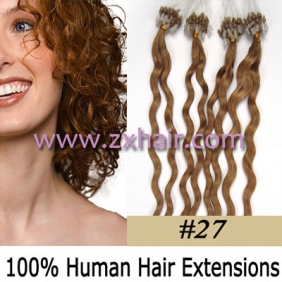 100S 20" remy Micro rings hair Curly human hair extensions #27