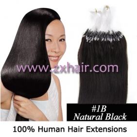 100S 24" Micro rings/loop hair remy human hair extensions #1B
