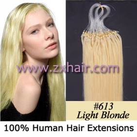 100S 24" Micro rings/loop hair remy human hair extensions #613
