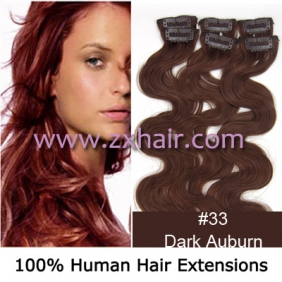 20" 6pcs set wave Clips-in hair Human Hair Extensions #33