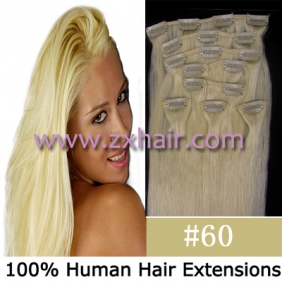 20" 8pcs set Clip-in hair remy Human Hair Extensions #60
