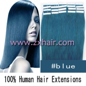 16" 30g Tape Human Hair Extensions #blue