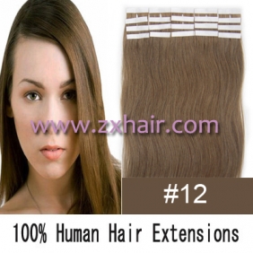 18" 40g Tape Human Hair Extensions #12 - Click Image to Close