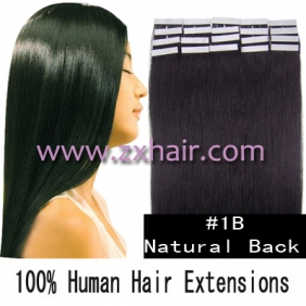 22" 60g Tape Human Hair Extensions #1B - Click Image to Close