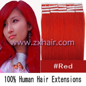 22" 60g Tape Human Hair Extensions #red