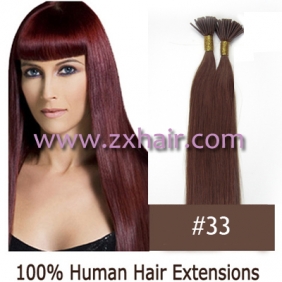 100S 18" Stick tip hair remy 0.5g/s human hair extensions #33