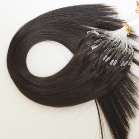 100S 18" Micro rings/loop hair 1g/s human hair extensions #1B Double Beads
