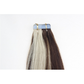 22" 60g Tape Human Hair Extensions #4/613 Mixed