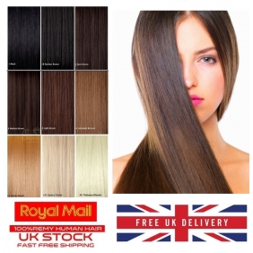 UK Stock 5A Quality 14\"-24\" Tape In Human Hair Extensions 30gr-70gr 31 Colors