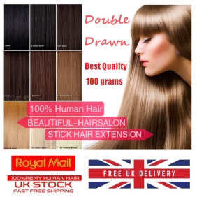 UK Stock 28 Colors Double Drawn 100S 16"-22" Stick tip hair 1g/s human hair extensions