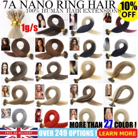 UK Stock 28 Colors Double Drawn 100S 16\"-22\" Nano hair 1g/s human hair extensions