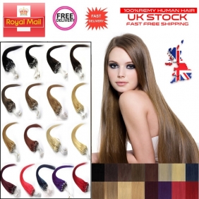 UK Stock 29 Color 100S 16"-26" Micro rings/loop hair remy human hair extensions